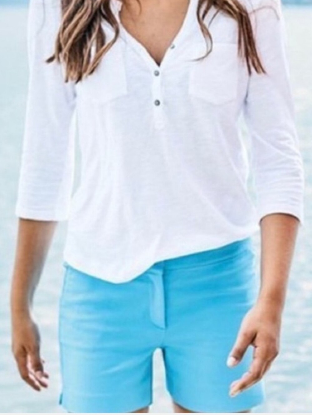 Boden Womens Blue Cotton Richmond Sail Blue Bermuda Chino Preppy Shorts. Sz 6